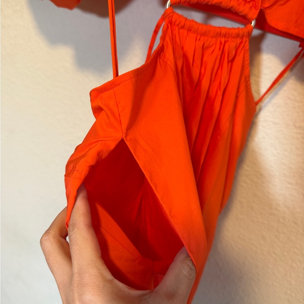 Jonathan Simkhai Orange Mini Dress with Puff Sleeves-Size S - Picture 8 of 13